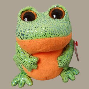 Ty Beanie Vtg Boo Speckles The Frog Plush Toy With Glitter Spots & Orange Belly